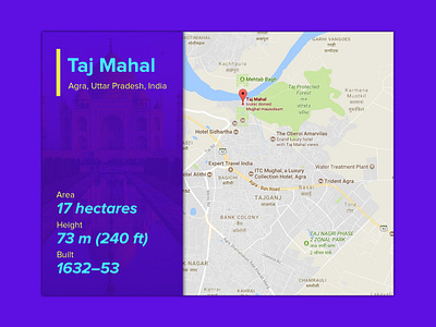 Daily UI 029 adobe xd branding color daily 100 challenge dailyui design flat google google maps map taj mahal ui ux vector web web design website design