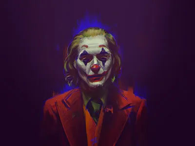Joker Portrait art artistic blue clown digital illustration digital painting digital portrait fanart film fire illustration joaquin joker movie phoenix red