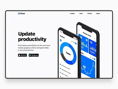 Pivot Hero Section animation app black blue getpivot hero landing page pivot startup ui ux video white