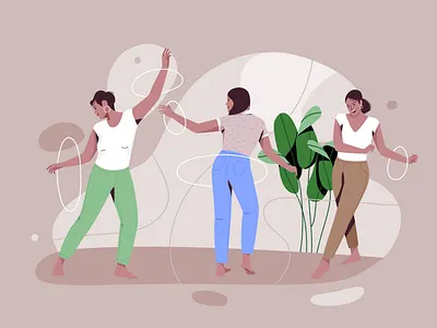 Dance character dance design graphic illustration pastel people plant vector woman women