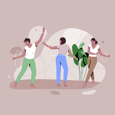 Dance character dance design graphic illustration pastel people plant vector woman women