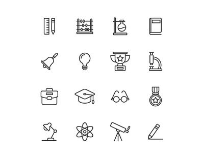 Schooling Icons atom book education graduation icon icon design icon set icons knowledge laboratory school science university