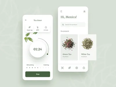 Tea mobile app app app design clean colorful design product tea typography ui ux vector