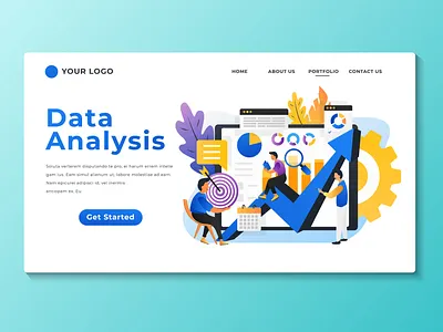 Data Analysis illustration landing landing page landing page concept landing page design landing page ui page ui vector web