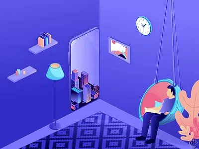 Love_Adventure_01 adobe illustrator art chill out illustration man phone rest room smartphone travel vector