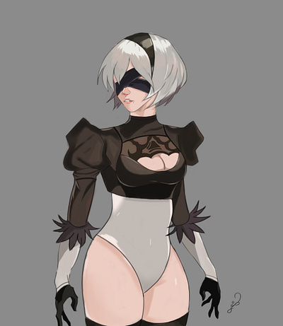 Nier 2B art character digitalpainting illustration painting