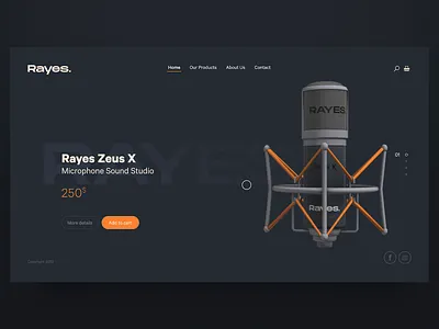 Rayes Headphones Store | Landing Page animation app audio clean dark design download free inspiration invision kit minimal minimalist music template ui ui design ui8 ux web