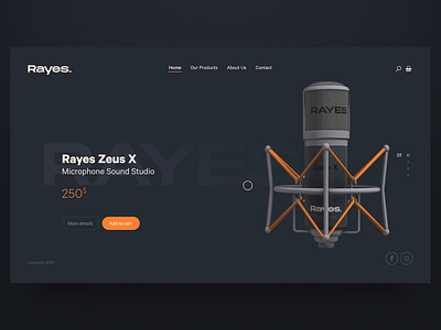 Rayes Headphones Store | Landing Page animation app audio clean dark design download free inspiration invision kit minimal minimalist music template ui ui design ui8 ux web