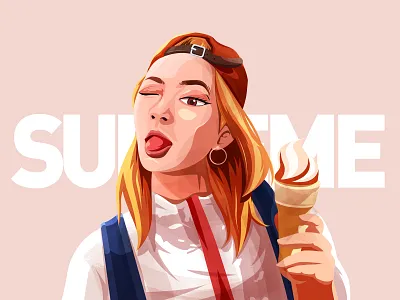Girl icecream illustration ps