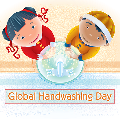 Global Handwashing Day illustration nonprofit promotional whimsical