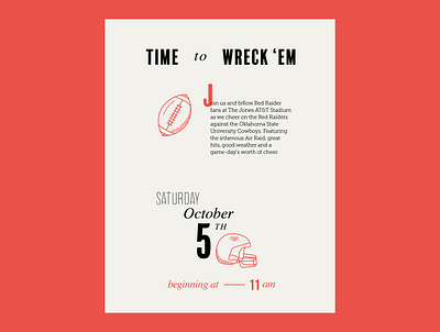 Gameday - Texas Tech - October 5, 2019 typogaphy