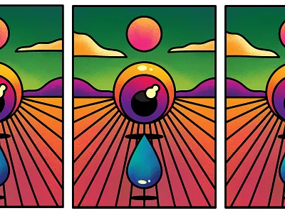 The all seeing Eye art direction bright color colour fun graphic illustration landscape retro surreal texure vector vivid