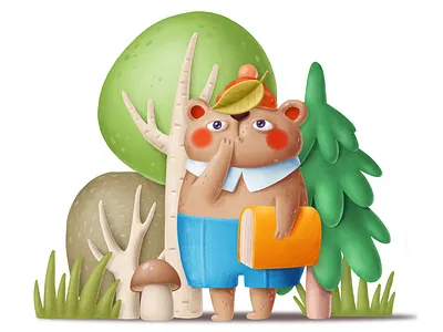 Hello october 3d animals art bear cartoon character forest illustration plasticine wild woodland