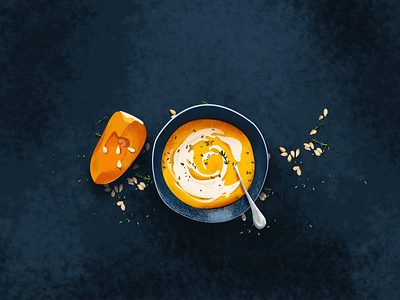 Soup daily drawing illustration light pumpkin shadow soup vector yellow