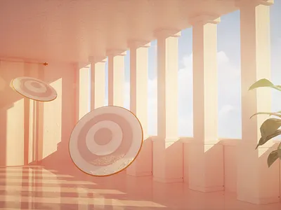 Study re-work 3d 3d art architecture building c4d cinema4d columns depth grid home landscape modeling motion octane render plants