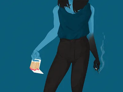 Ash (before) ash burn characterdesign fire illustration light matches woman
