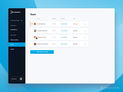 Linkedhub - Team page 2 animation clean connection design e commerce hubspot interface animation linkedin product team ui ux web webdesign website