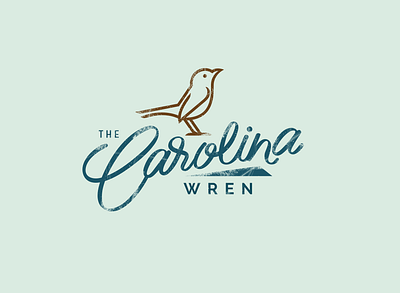 carolina wren bird icon illustration type typography