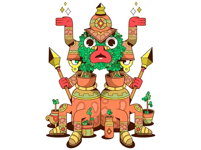 MACETA GUERRERA ilustración maceta méxico planta vector