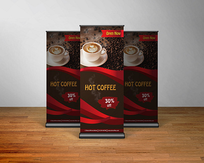 Roll Up Banner billboard branding design coffee banner food banner hoarding hot coffee roll up