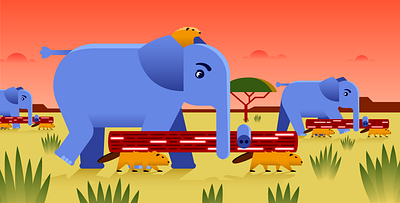 Logging with PHP africa beaver busy elephant gradient guide illustration illustrator langage logging logs mascot monitoring php programming savanna teamwork vector