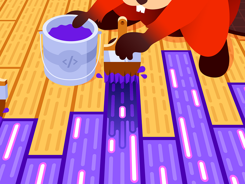 Datadog Log Rehydration™ beavers brush busy code datadog flooring gradient hydrate illustration illustrator logging logs monitoring paint perspective stain vector