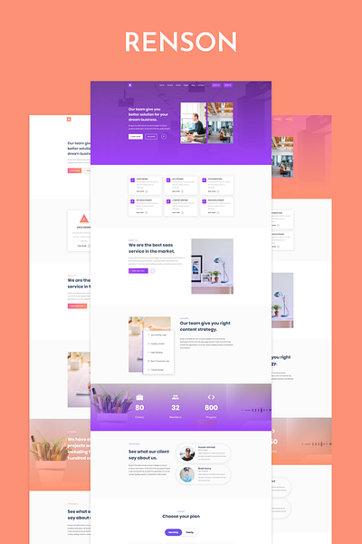 Renson - Responsive Landing Page Template agency agency website design landing page onapage startup ui ux web