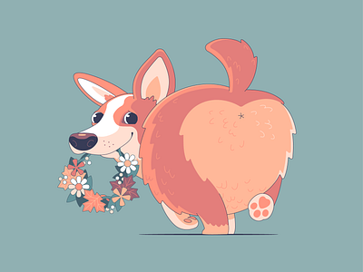 Corgi animal autumn butt character corgi dog fall heart maple october wreath