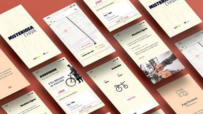Bike Vintage App UI - Active Mobility app app design beige branding business design map newbusiness red red and beige startup ui ux vintage