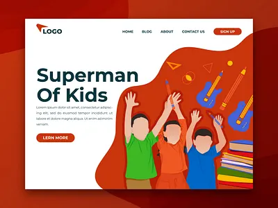 Landing Page Template Design branding illustration kids kids art kids illustration landing landing design landing page landing page design landingpage school ui ui ux ui design uidesign user interface vector