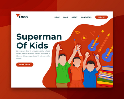 Landing Page Template Design branding illustration kids kids art kids illustration landing landing design landing page landing page design landingpage school ui ui ux ui design uidesign user interface vector