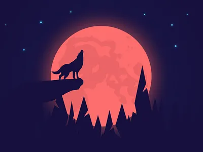 Night Wolf abstraction background design forest illustration moon poster wolf
