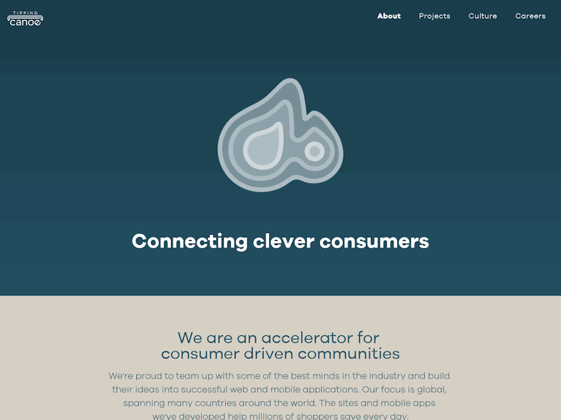 Tipping Canoe homepage scroll coding ui ux website