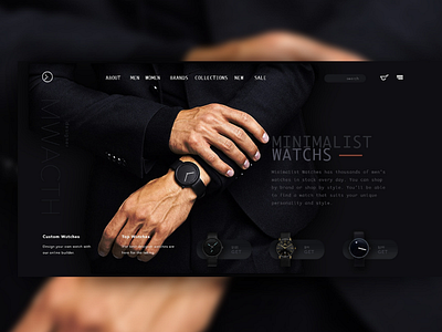 MW watch web design darkmode destop minimal sexy timepiece ui ux watch web