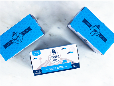 Dinner Bell Creamery Packaging bell blue branding butter co op cows crafted creamery dairy dinner farmer food food packaging illustrated marble packaging scandinavian