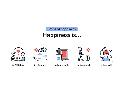 icons of happiness flat icon illustration vector