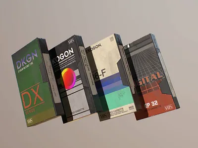 VHS Tapes with Sleeves 3D Model 1980s 3d art 3d artist 3d model 3d render 80s cg dekogon studios electronics movies realistic 3d renderhub renders retro tv vcr vcrs vhs video