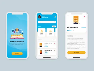 Book store app design concept app clean design flat icon icons illustrator mobile ui ux