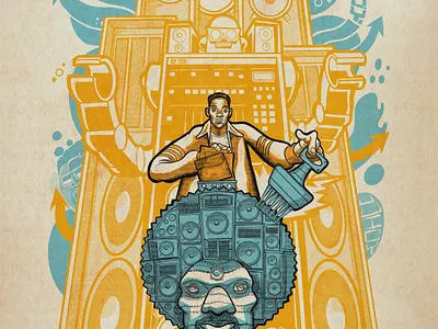 Pete Rock arrows comic design dj hip hop illustration music procreate producer robot speaker