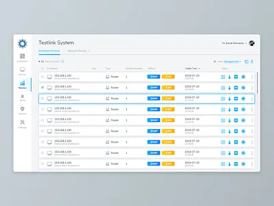 Network status monitor application redesign app application blue connection control dashboard design desktop light monitoring net network server table tablet ui white