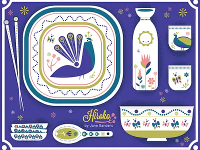 JANE SANDERS HDplus week2 animals cina cute dishes happy illustration place setting plates sun table ware
