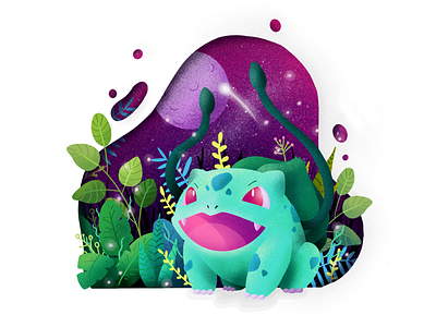 Bulba-SAUR! bulbasaur grain illustration leaves pokemon procreate texture