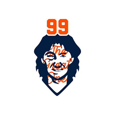 The Great One athletics badge badge design branding design drawn gretzky grunge hockey icon illustration sports sports design typography vector