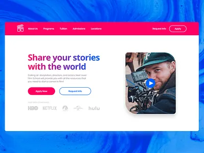 Landing Page - Above the Fold above the fold blue colorful company daily ui dailyui dailyuichallenge day 3 film landing page pink