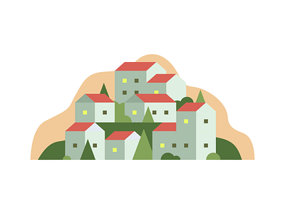 Hillside Living abstract agrib autumn city fall hill hillside home homes houses icon illustration landscape living neighborhood orange residence stacked town village