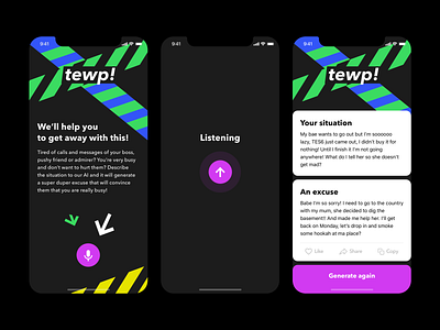 tewp! - get away with it ai app apple design ios iphone kek lol mobile sketch ui ux