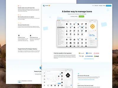 Website for IconJar 2 dark mode icons landing page mac app parallax side project