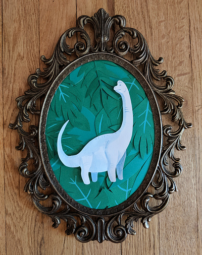 Leafy bronto cut paper dinosaur