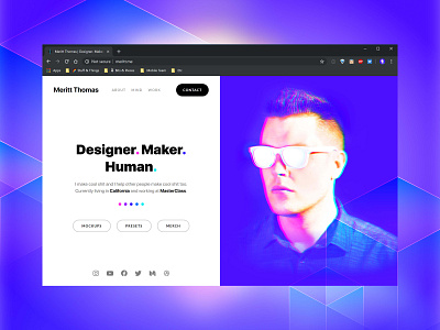 Portfolio Site Update blue branding clean design homepage meritt merittthomas minimal modern page portfolio portrait ui