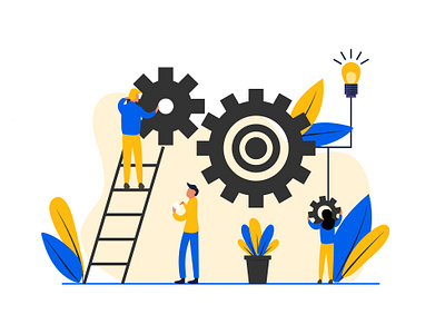 Team work collaboration design flat illustration solving problem team spirit team work vector